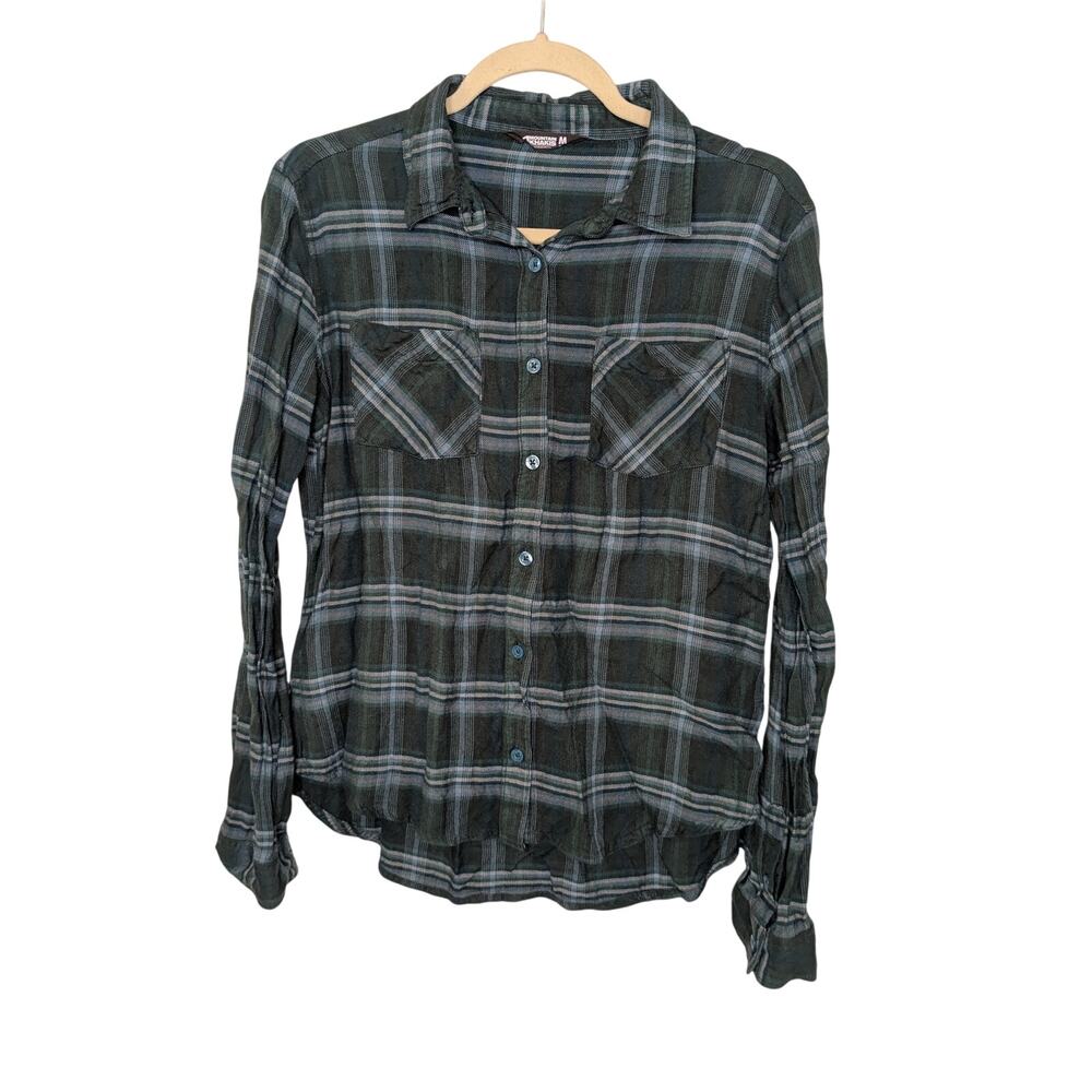 Mountain Khakis Roxborough Long Sleeve Plaid Green Black Shirt Women Size Medium
